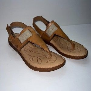 Born Sandals Womens Brown Leather Belluno Thong Slingback Flat Casual Size 7